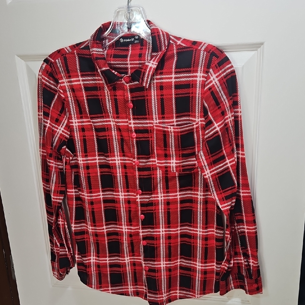 Men's Red and Black Plaid Shirt